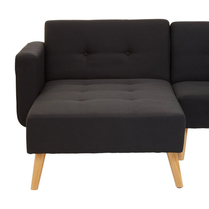 Roskilde Black Linen Corner Sofa Bed