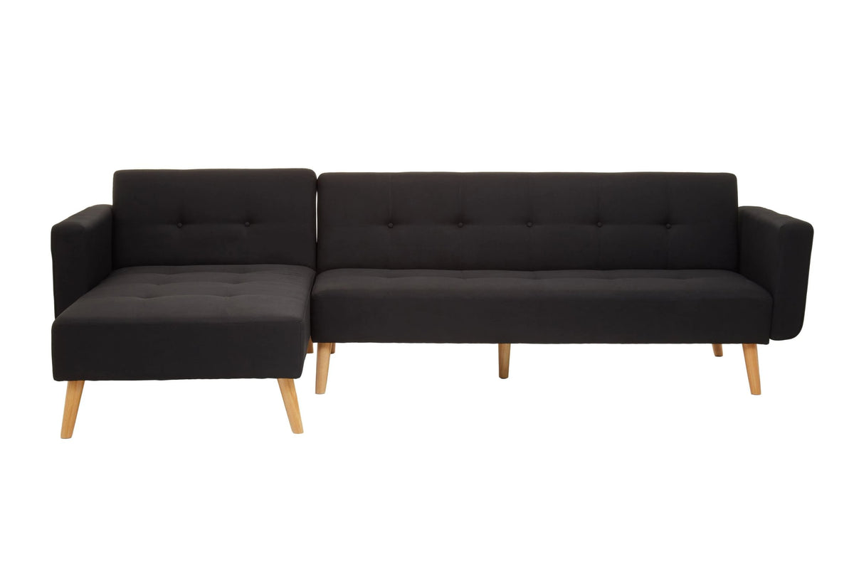 Roskilde Black Linen Corner Sofa Bed