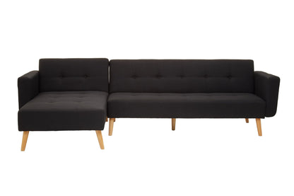 Roskilde Black Linen Corner Sofa Bed
