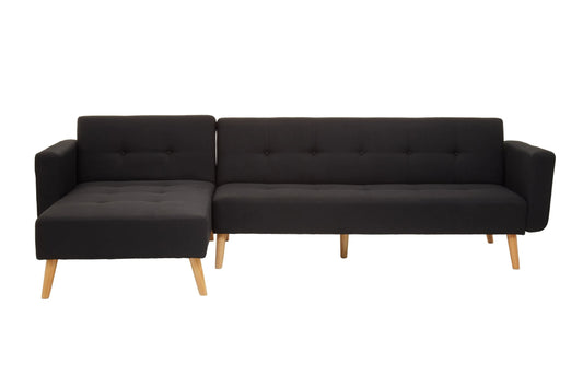 Roskilde Black Linen Corner Sofa Bed