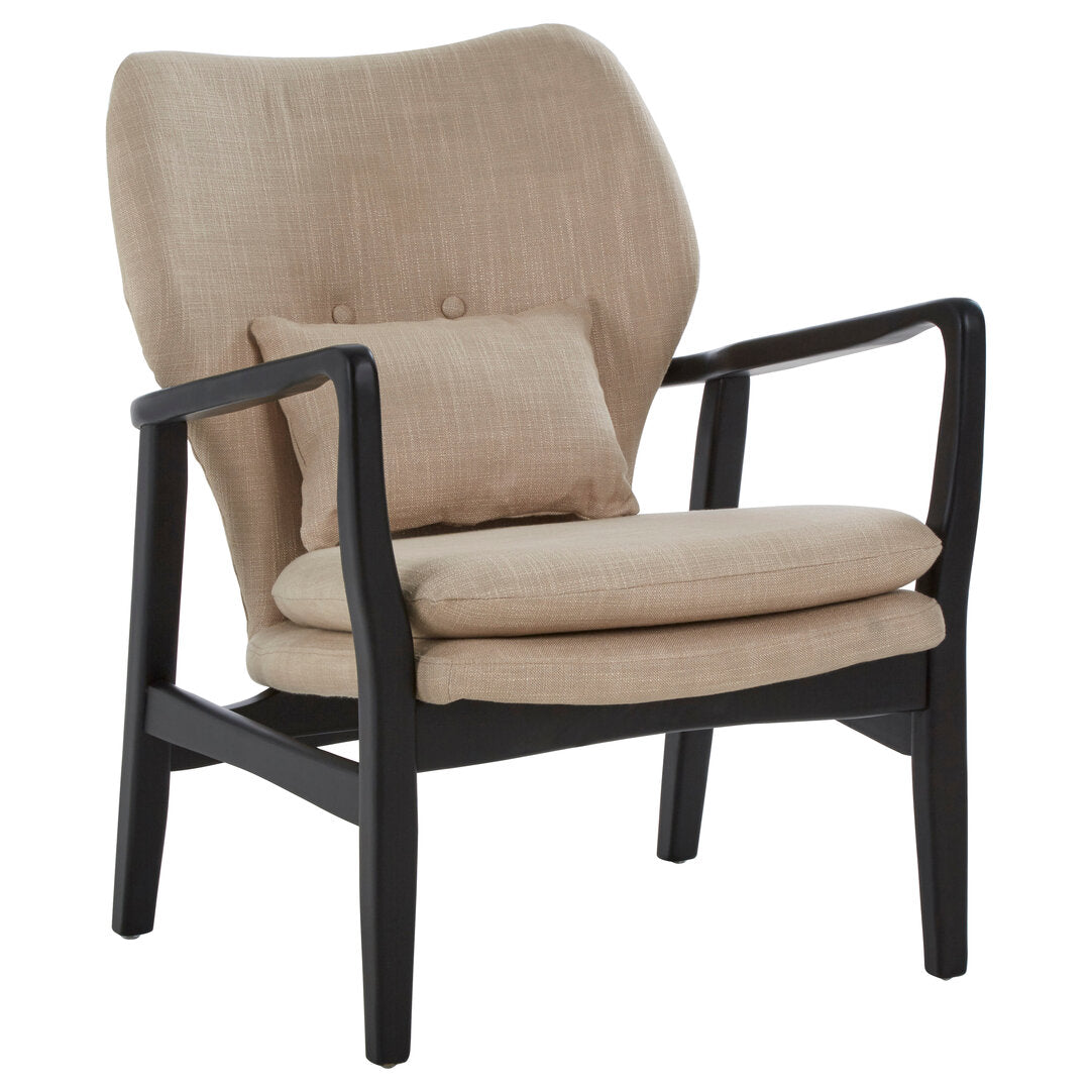 Nordic Beige Chair With Black Wooden Frame