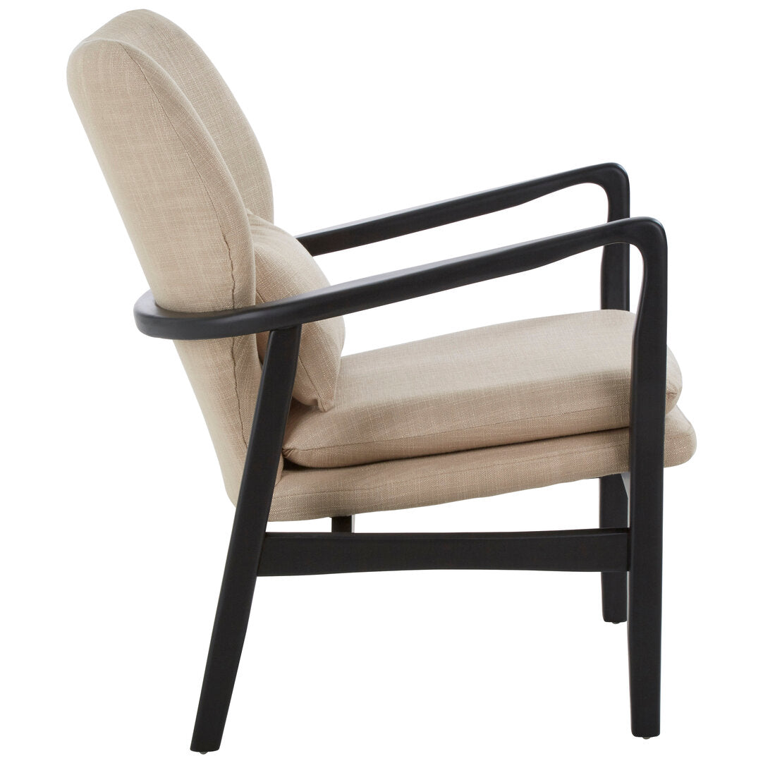 Nordic Beige Chair With Black Wooden Frame