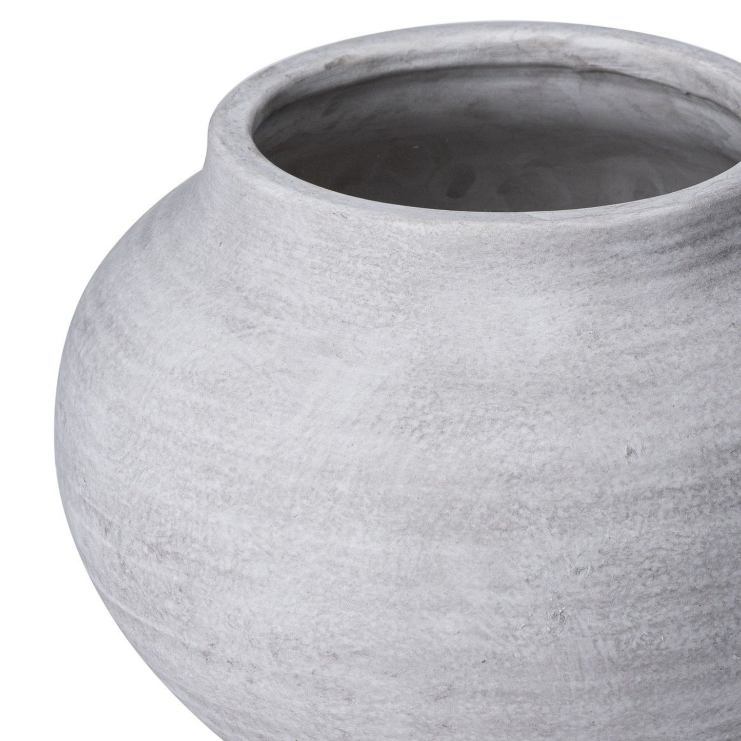 Elegant stone planter in a soft gray finish, featuring smooth curves and a textured surface for a sophisticated touch.