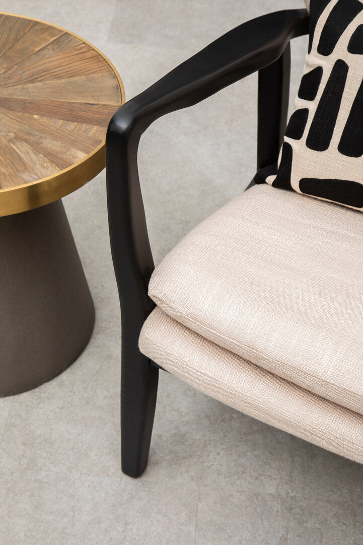 Nordic Beige Chair With Black Wooden Frame