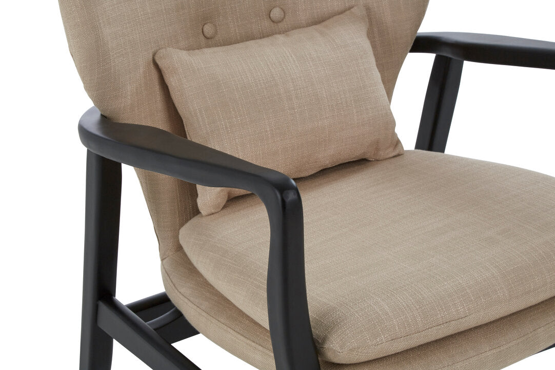 Nordic Beige Chair With Black Wooden Frame