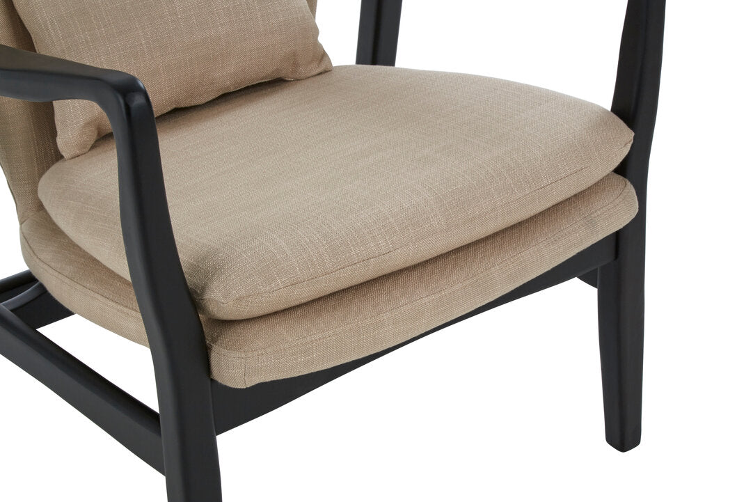 Nordic Beige Chair With Black Wooden Frame