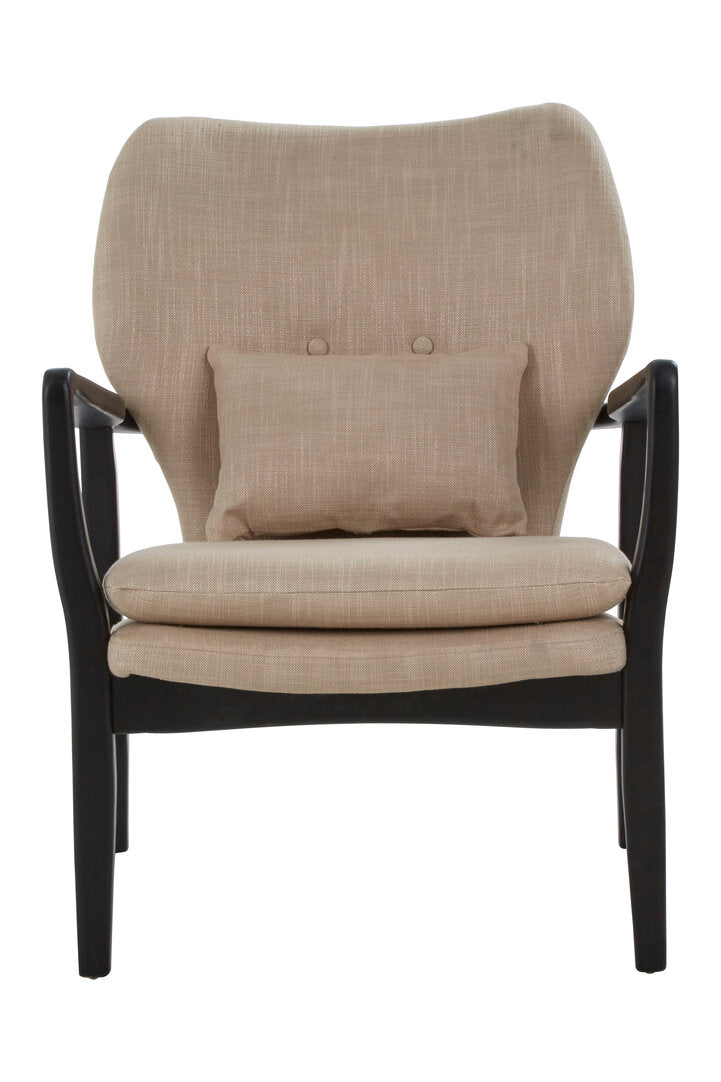 Nordic Beige Chair With Black Wooden Frame