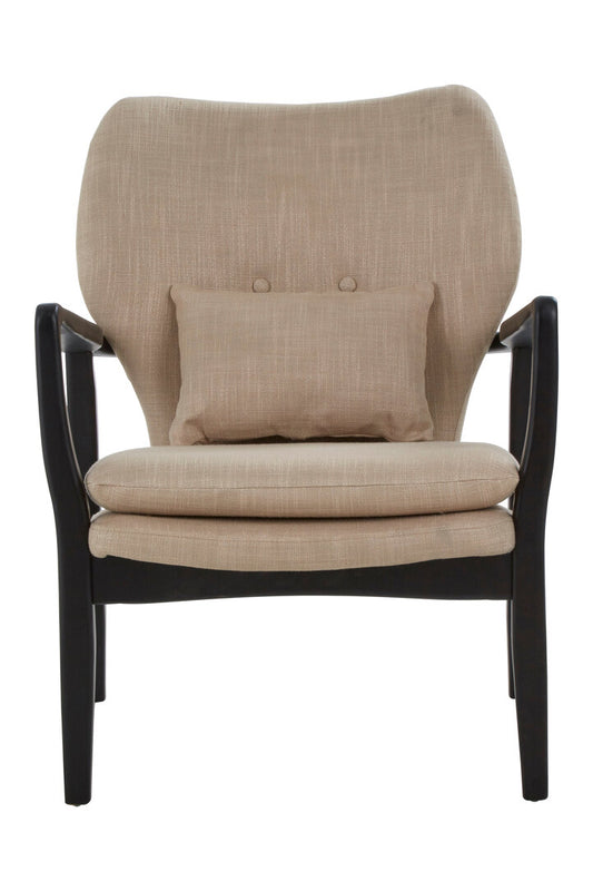 Nordic Beige Chair With Black Wooden Frame