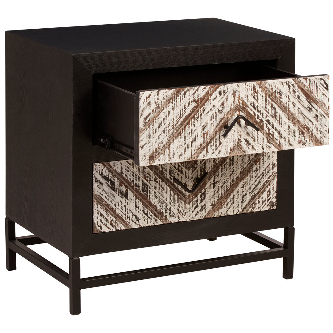 Gili Black 2 Drawer Bedside Table