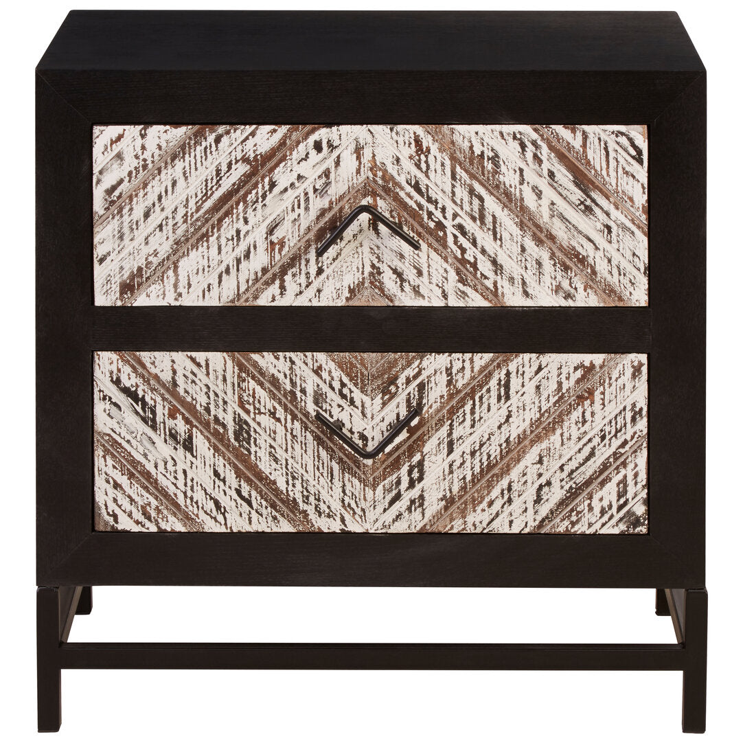 Gili Black 2 Drawer Bedside Table
