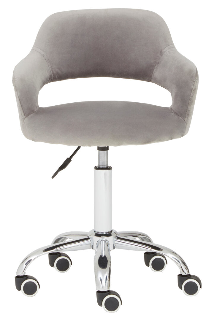 Eire Grey Velvet Home Office Chair with Curved Back