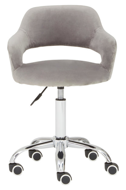 Eire Grey Velvet Home Office Chair with Curved Back