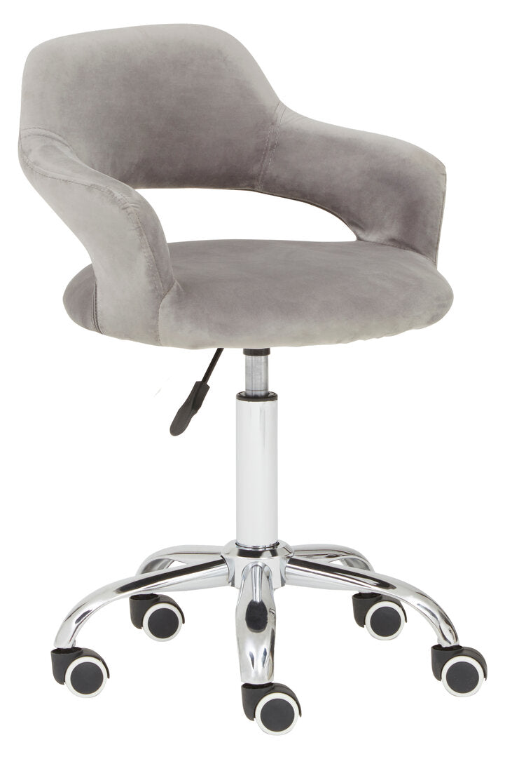 Eire Grey Velvet Home Office Chair with Curved Back