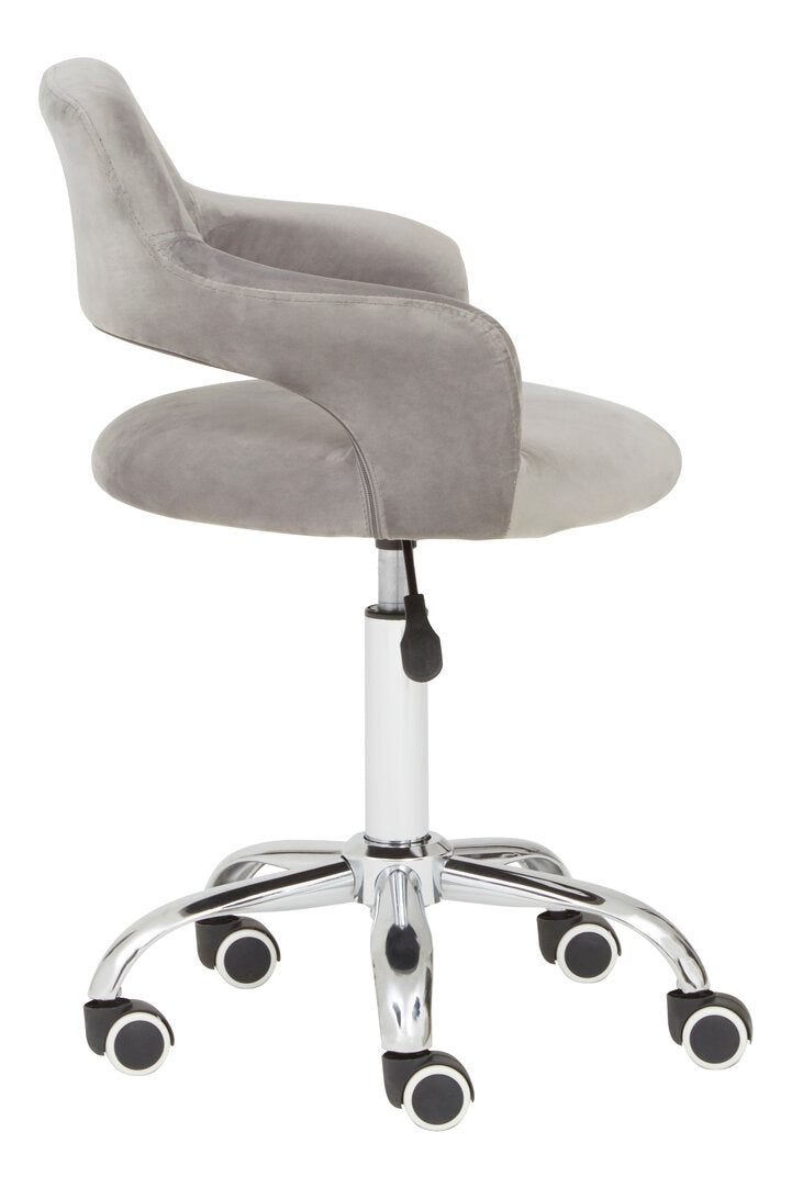 Eire Grey Velvet Home Office Chair with Curved Back