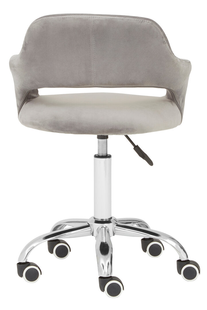 Eire Grey Velvet Home Office Chair with Curved Back