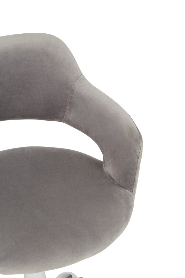 Eire Grey Velvet Home Office Chair with Curved Back