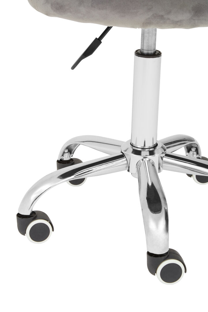 Eire Grey Velvet Home Office Chair with Curved Back