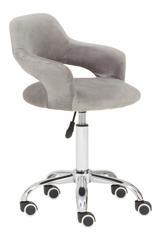 Eire Grey Velvet Home Office Chair with Curved Back