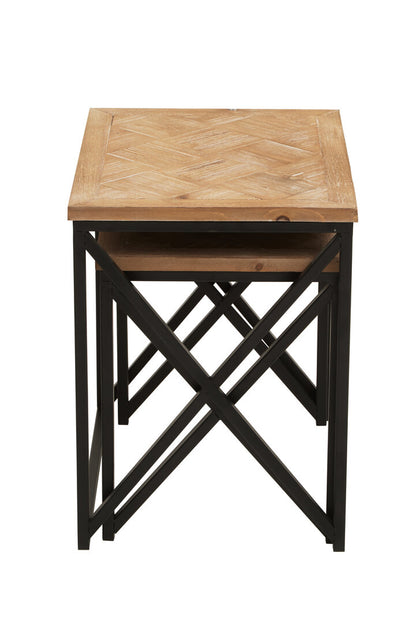 Derby Parquet Fir Wood Set Of Two Nesting Tables