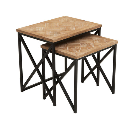 Derby Parquet Fir Wood Set Of Two Nesting Tables