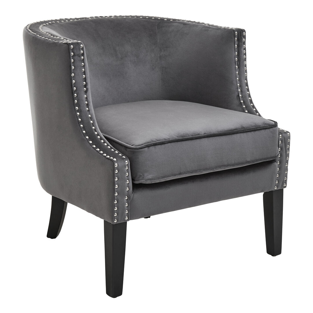Olympia Grey Velvet Studded Chair