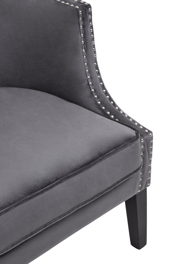Olympia Grey Velvet Studded Chair