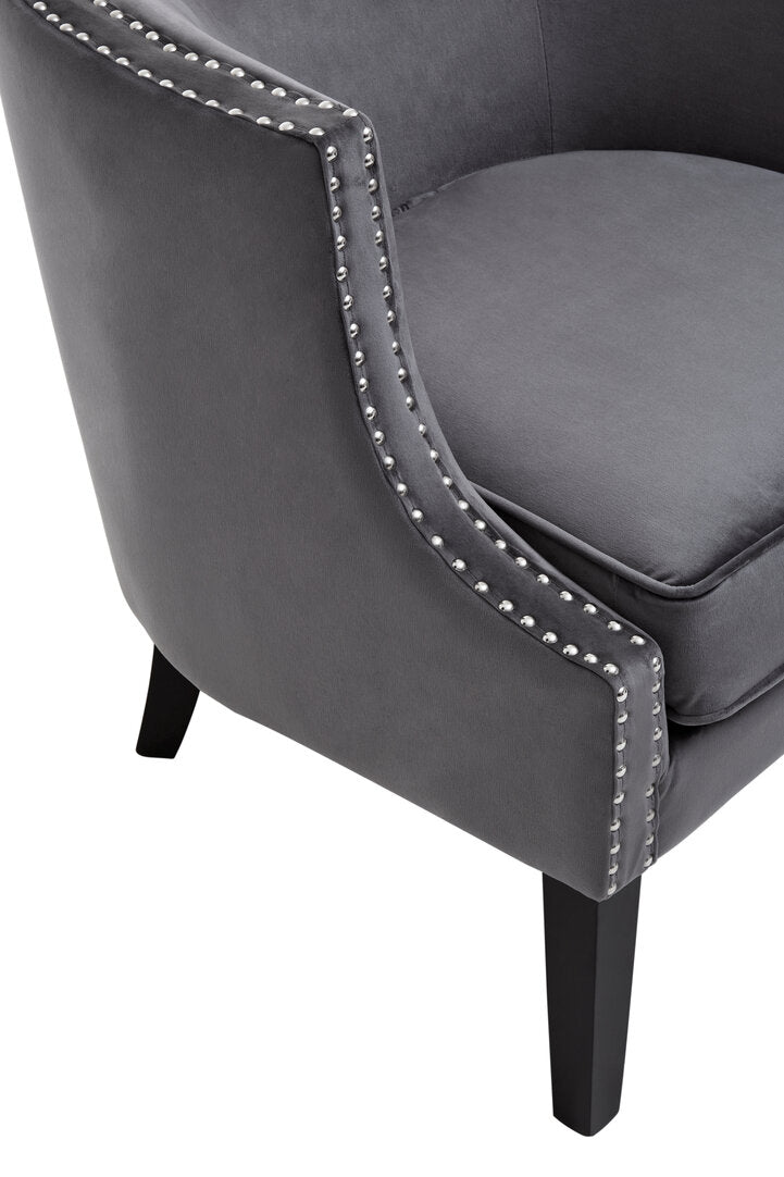 Olympia Grey Velvet Studded Chair