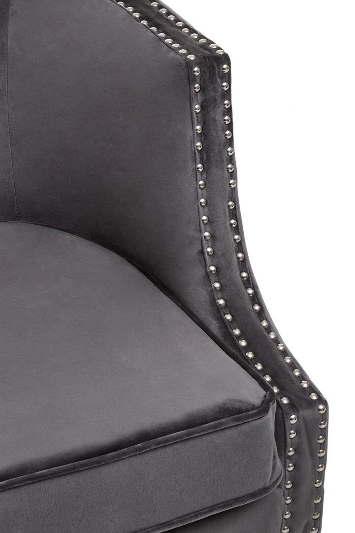 Olympia Grey Velvet Studded Chair