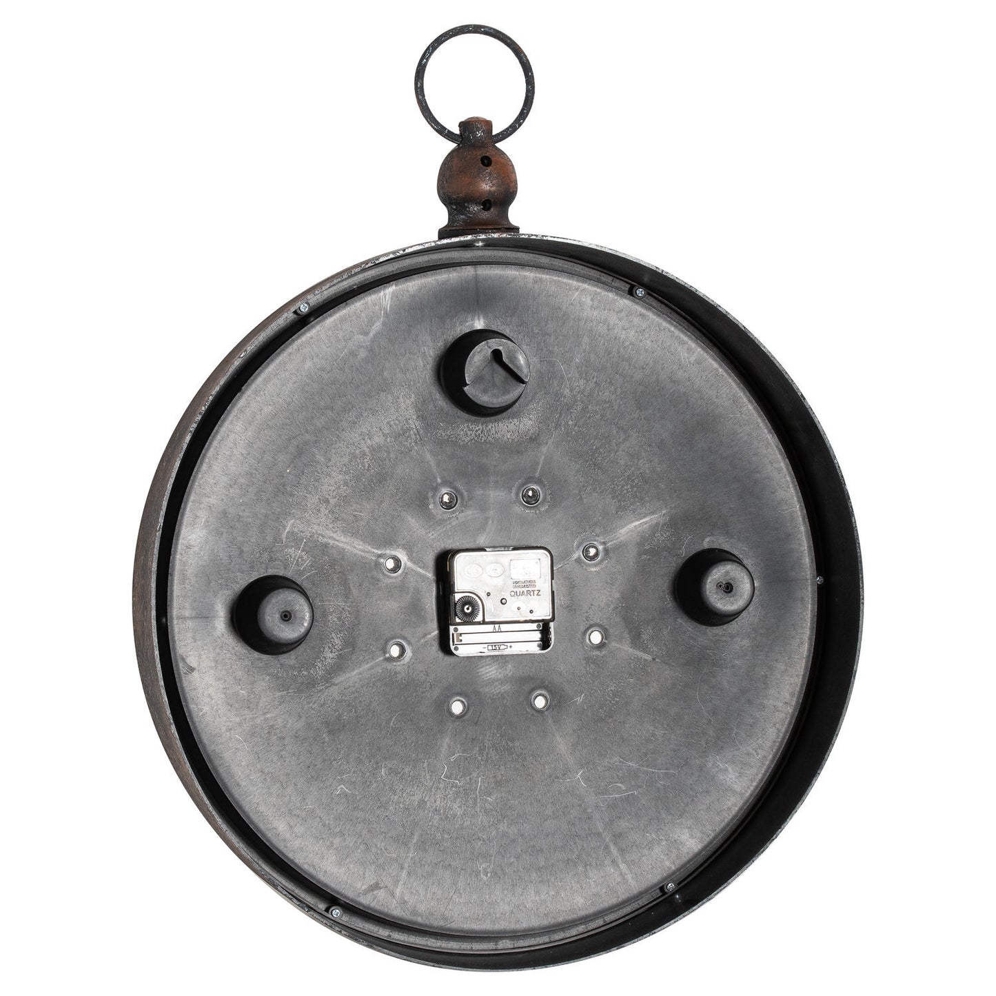 Aged bronze wall clock with a crisp white dial and a bold design, perfect for adding character to any interior space.