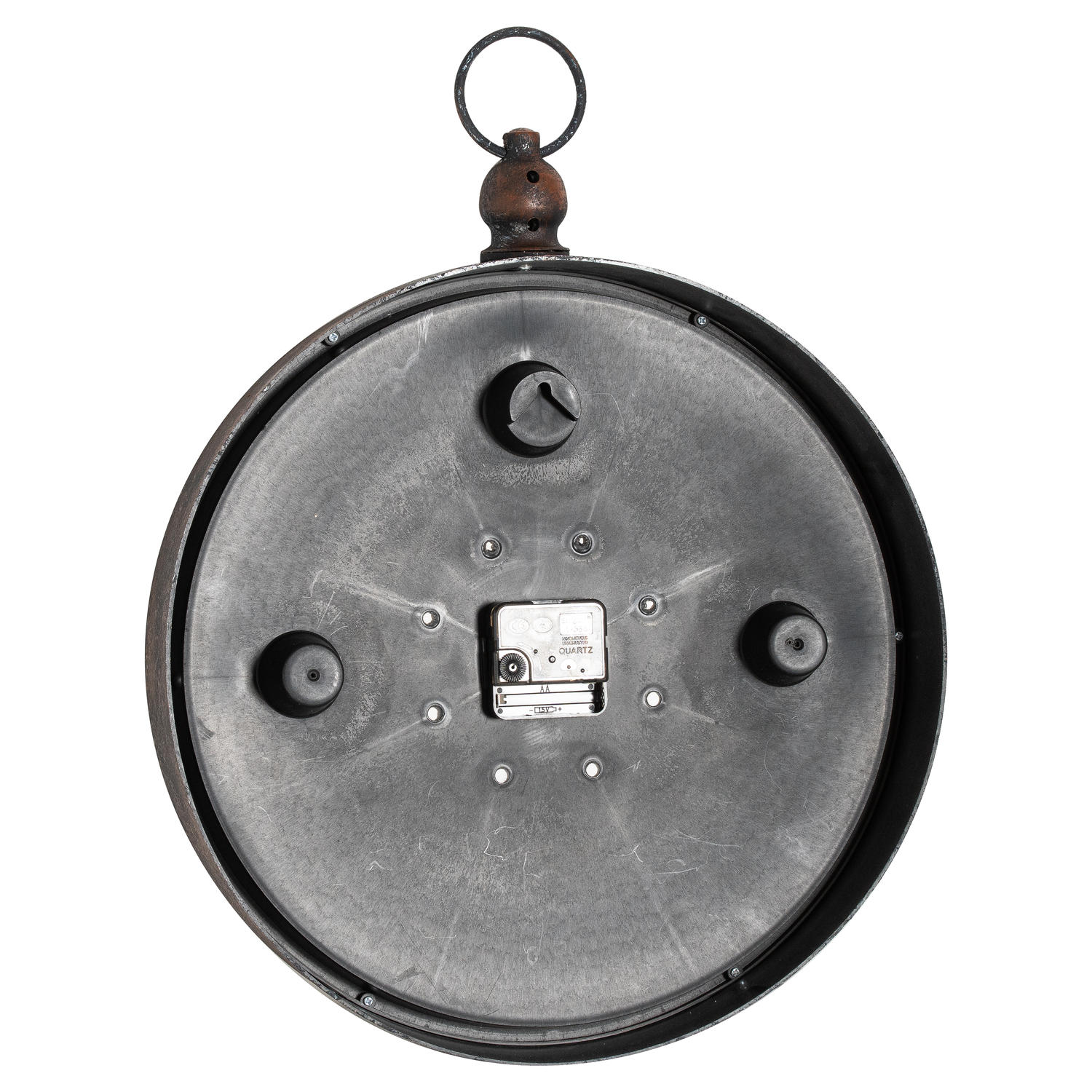 Aged bronze wall clock with a crisp white dial and a bold design, perfect for adding character to any interior space.