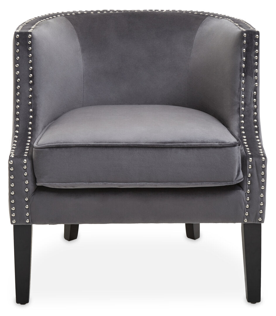 Olympia Grey Velvet Studded Chair