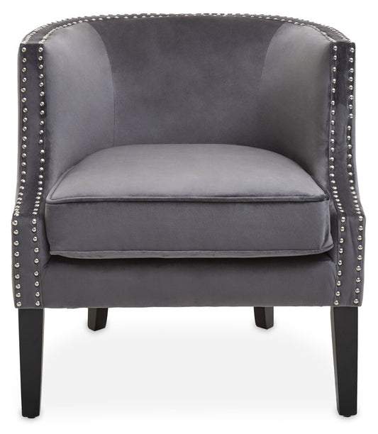 Olympia Grey Velvet Studded Chair