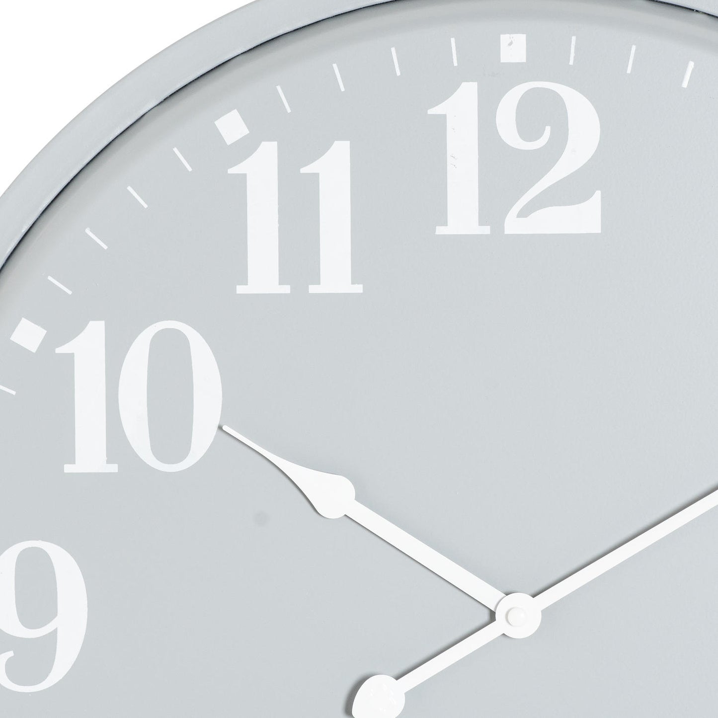 Sophisticated gray wall clock with bold white numbers and sleek hands, adding minimalist charm to modern interiors.