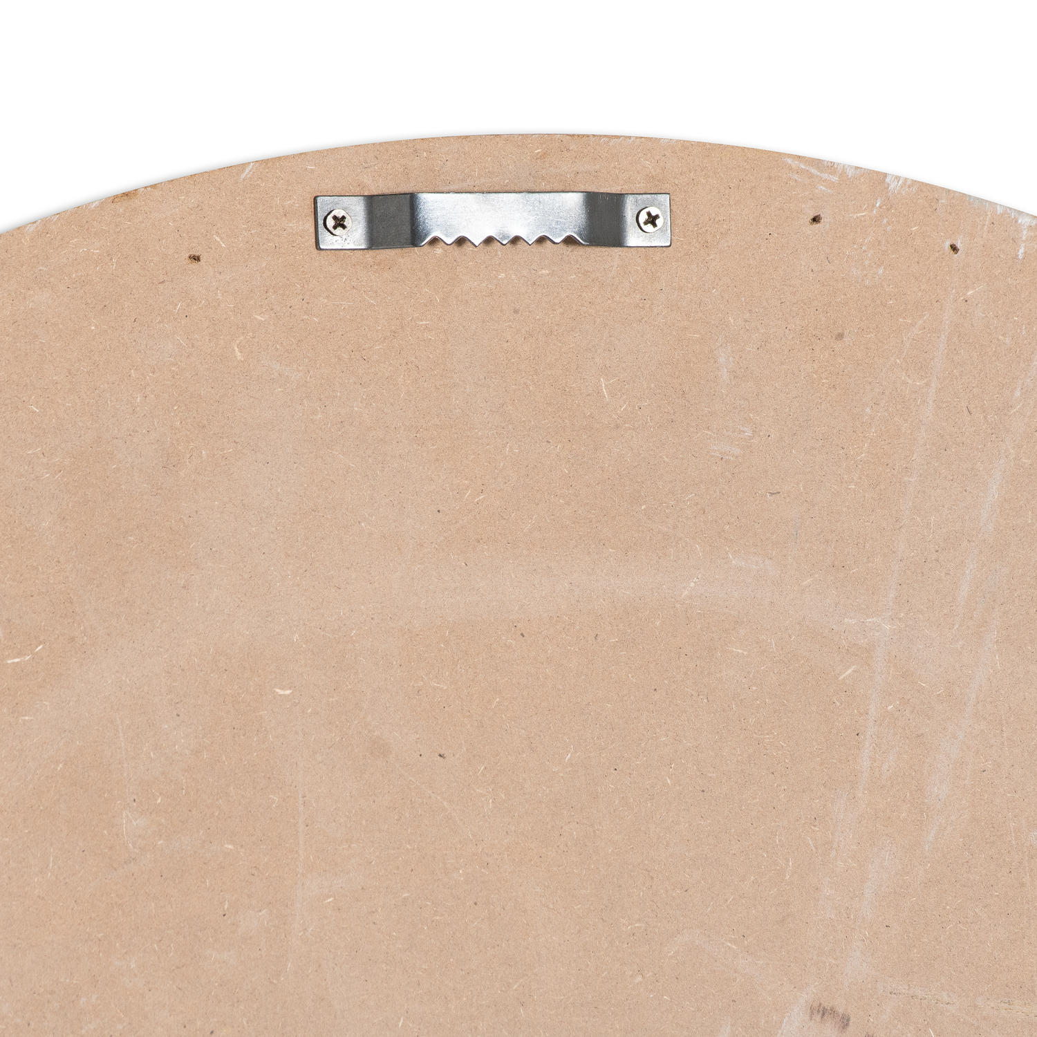 Ready-to-hang wall clock with a round, grey wooden frame, featuring white Roman numerals and a polished metal hook on the back.