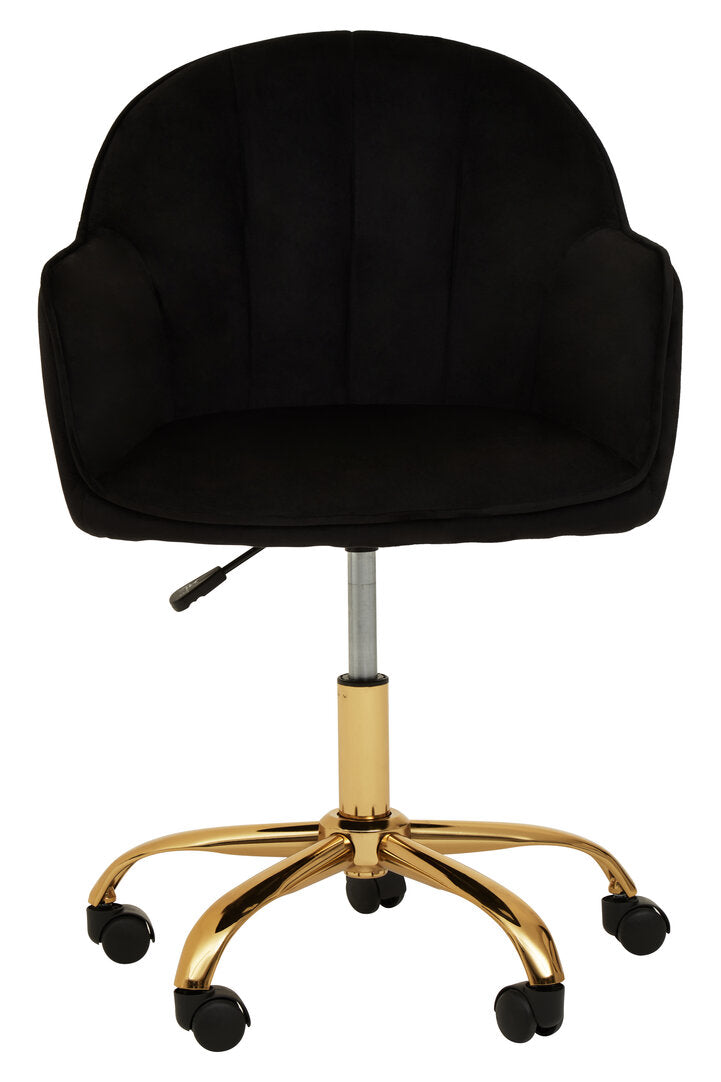 Hudson Black Velvet And Gold Base Home Office Chair