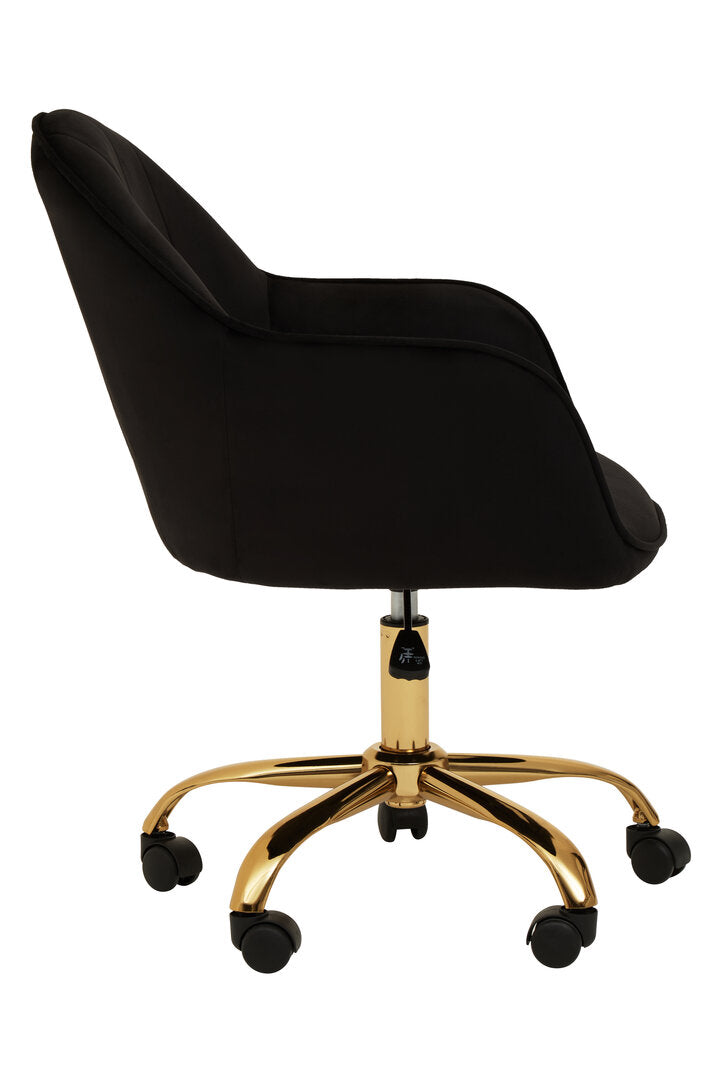 Hudson Black Velvet And Gold Base Home Office Chair