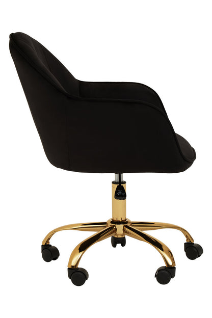 Hudson Black Velvet And Gold Base Home Office Chair