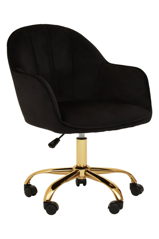Hudson Black Velvet And Gold Base Home Office Chair