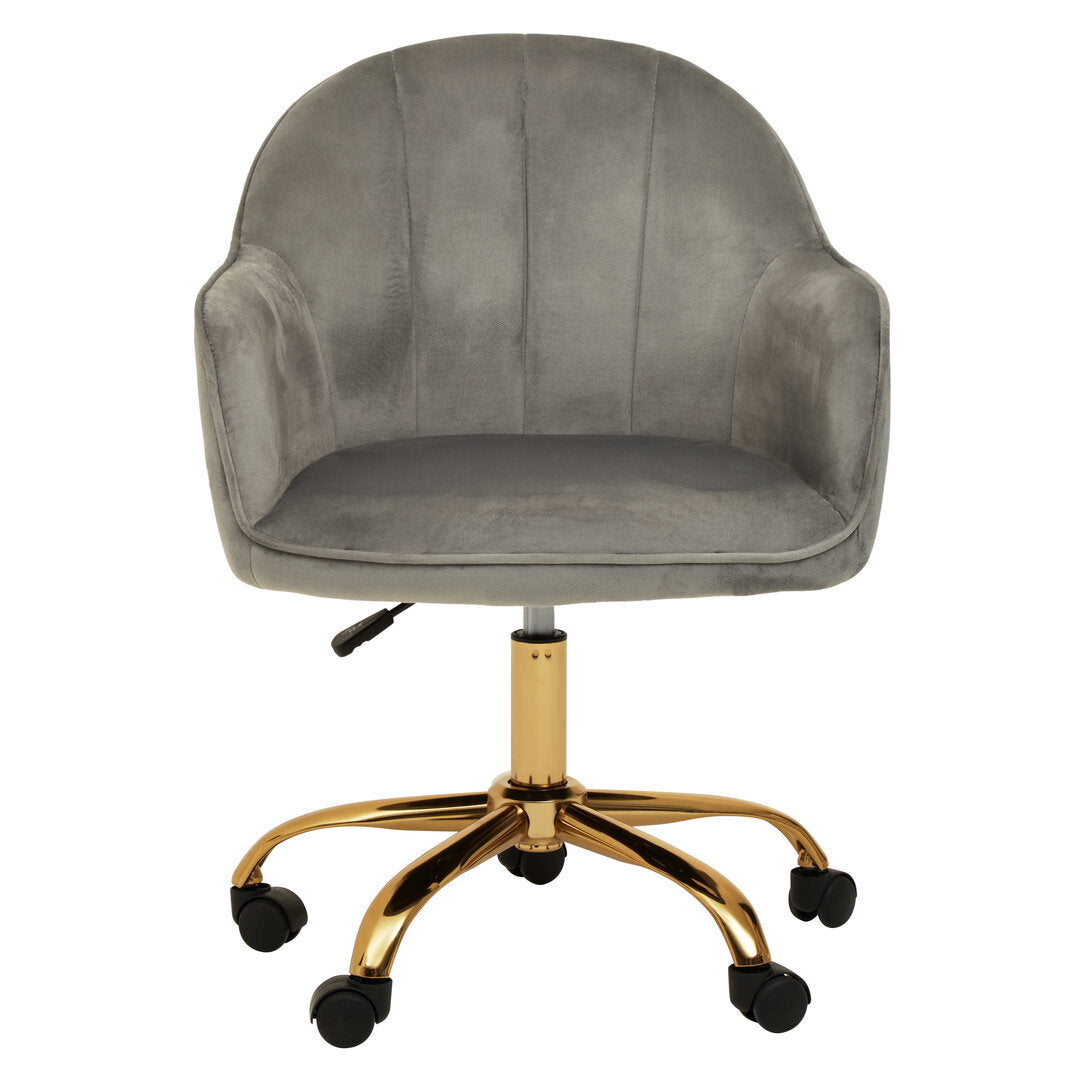 Hudson Grey Velvet And Gold Home Office Chair
