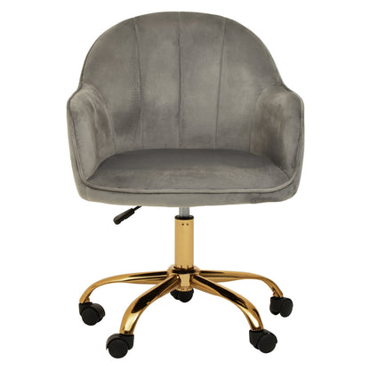 Hudson Grey Velvet And Gold Home Office Chair