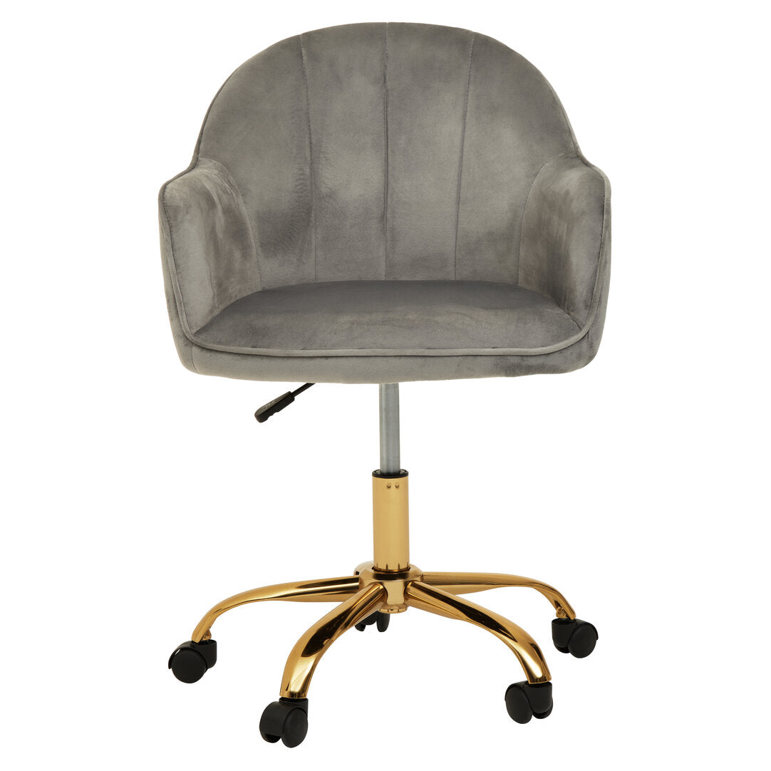 Hudson Grey Velvet And Gold Home Office Chair