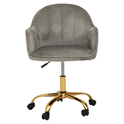 Hudson Grey Velvet And Gold Home Office Chair