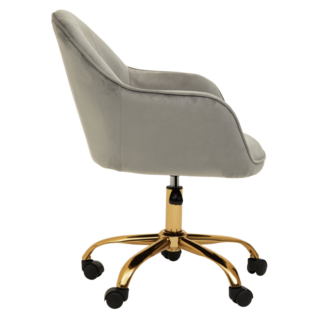 Hudson Grey Velvet And Gold Home Office Chair