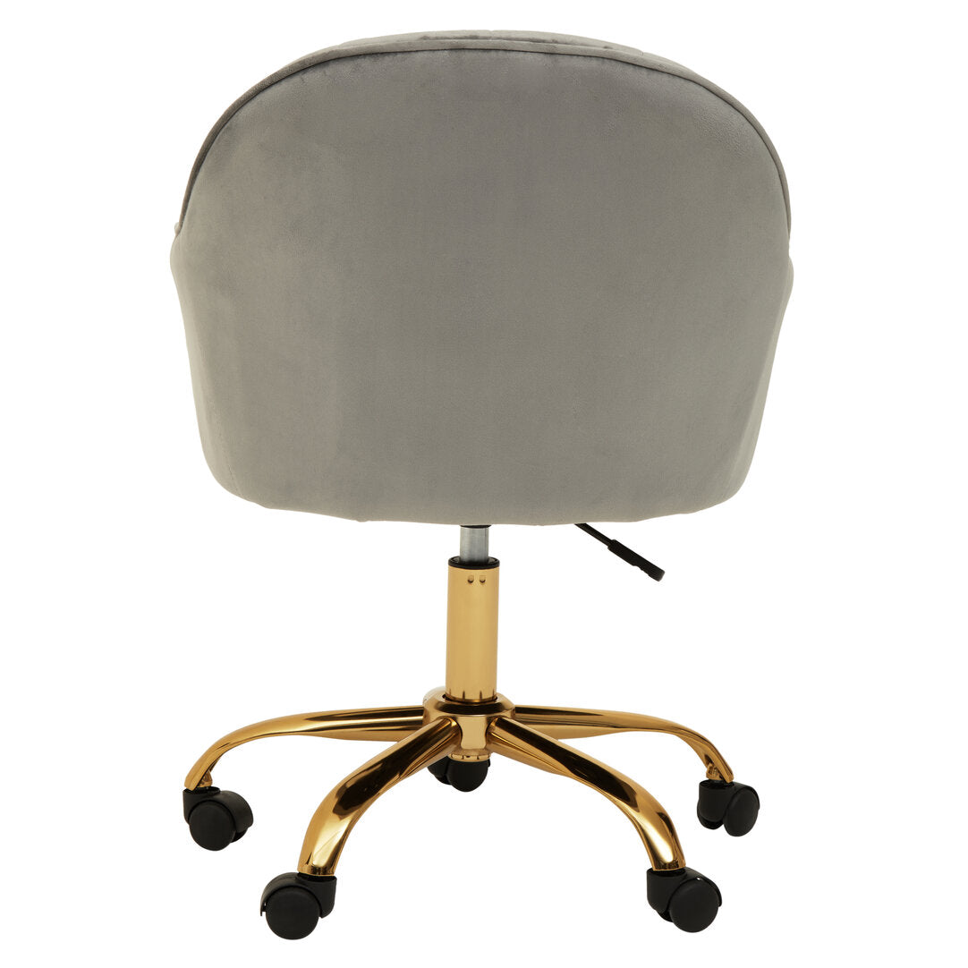 Hudson Grey Velvet And Gold Home Office Chair