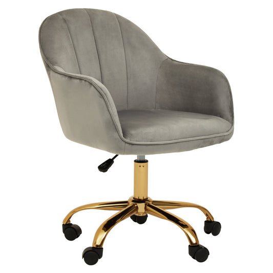 Hudson Grey Velvet And Gold Home Office Chair