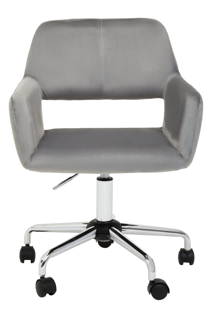 Hudson Grey Velvet And Chrome Base Home Office Chair