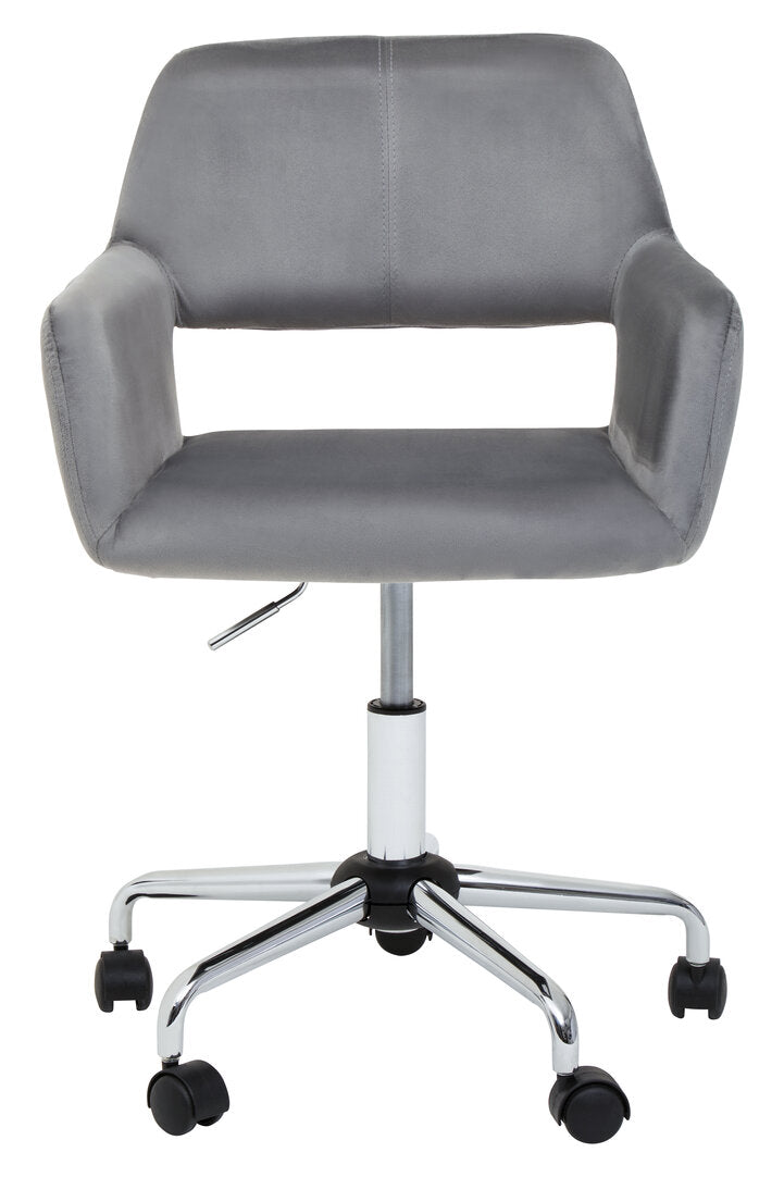 Hudson Grey Velvet And Chrome Base Home Office Chair