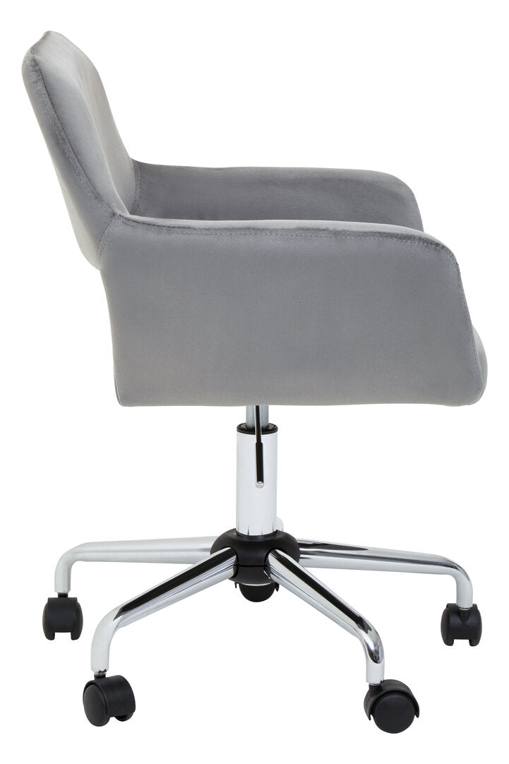 Hudson Grey Velvet And Chrome Base Home Office Chair