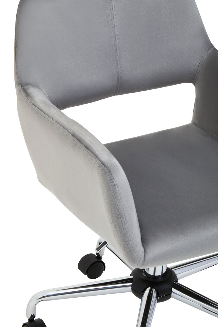 Hudson Grey Velvet And Chrome Base Home Office Chair