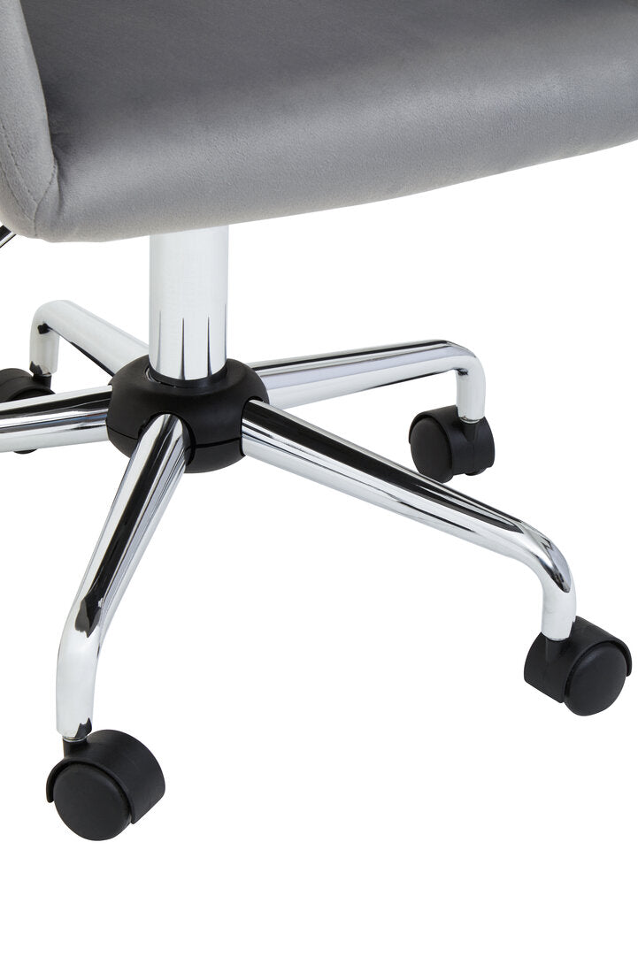Hudson Grey Velvet And Chrome Base Home Office Chair